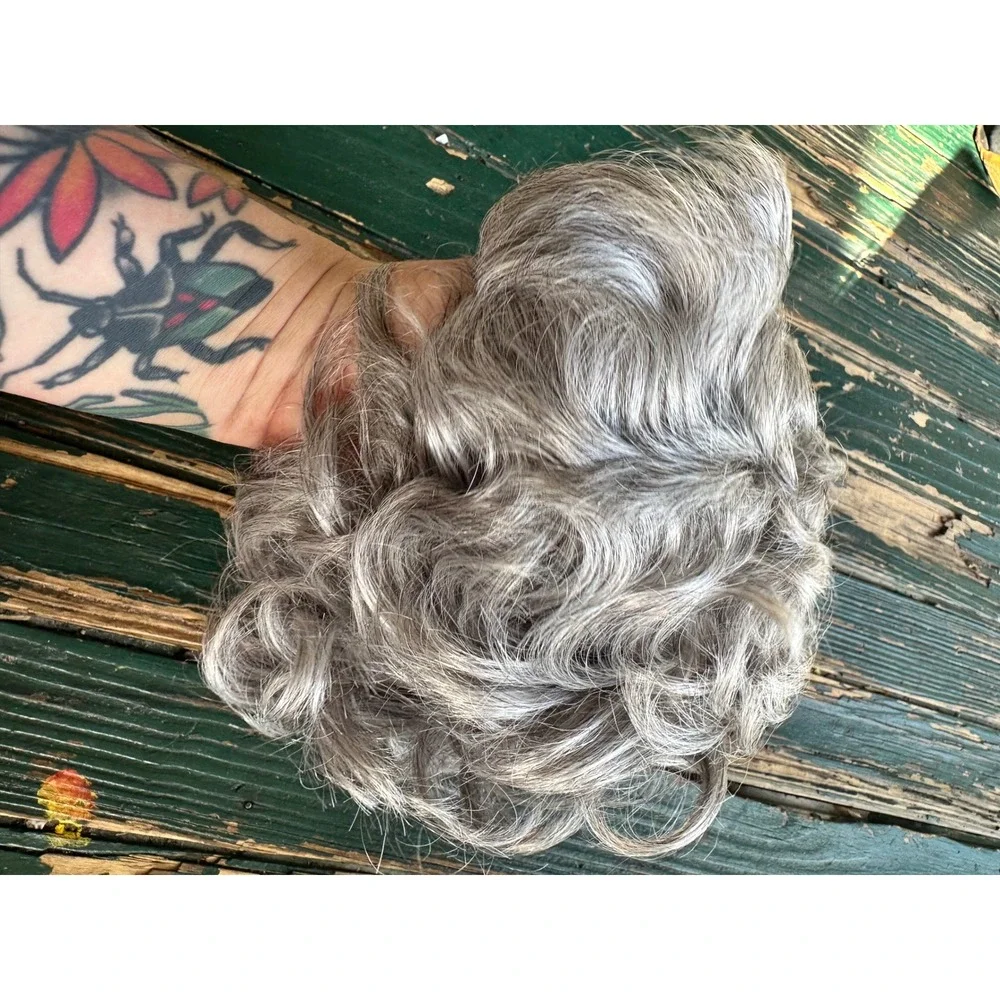 Eva Gabor Gabor of Rome Salt and Pepper Grey Curly Kanekalon Hair Piece Topper‎